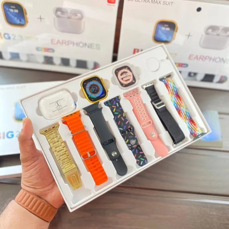 Smart watch With Airpods Pro & 7 Straps - Golden Smart Watch For men Women -Smart Watch With All Health & Sports Features - Airpods Pro Smart Watch Waterproof Smart Watch Now Available